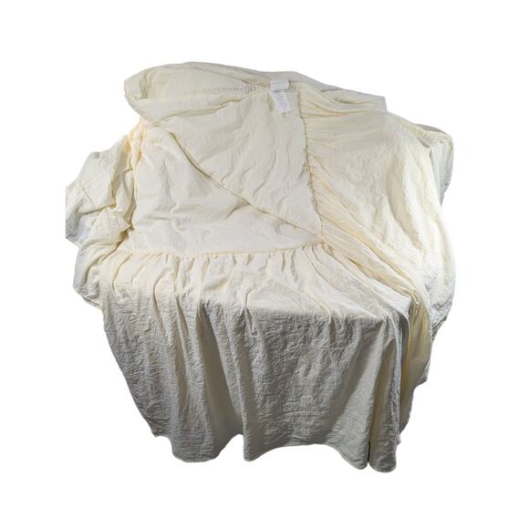 LUSH DECOR! SHABBY CHIC BUTTER YELLOW SKIRTED BEDSPREAD, COMFORTER, QUILT! SZ QN - Picture 4 of 10